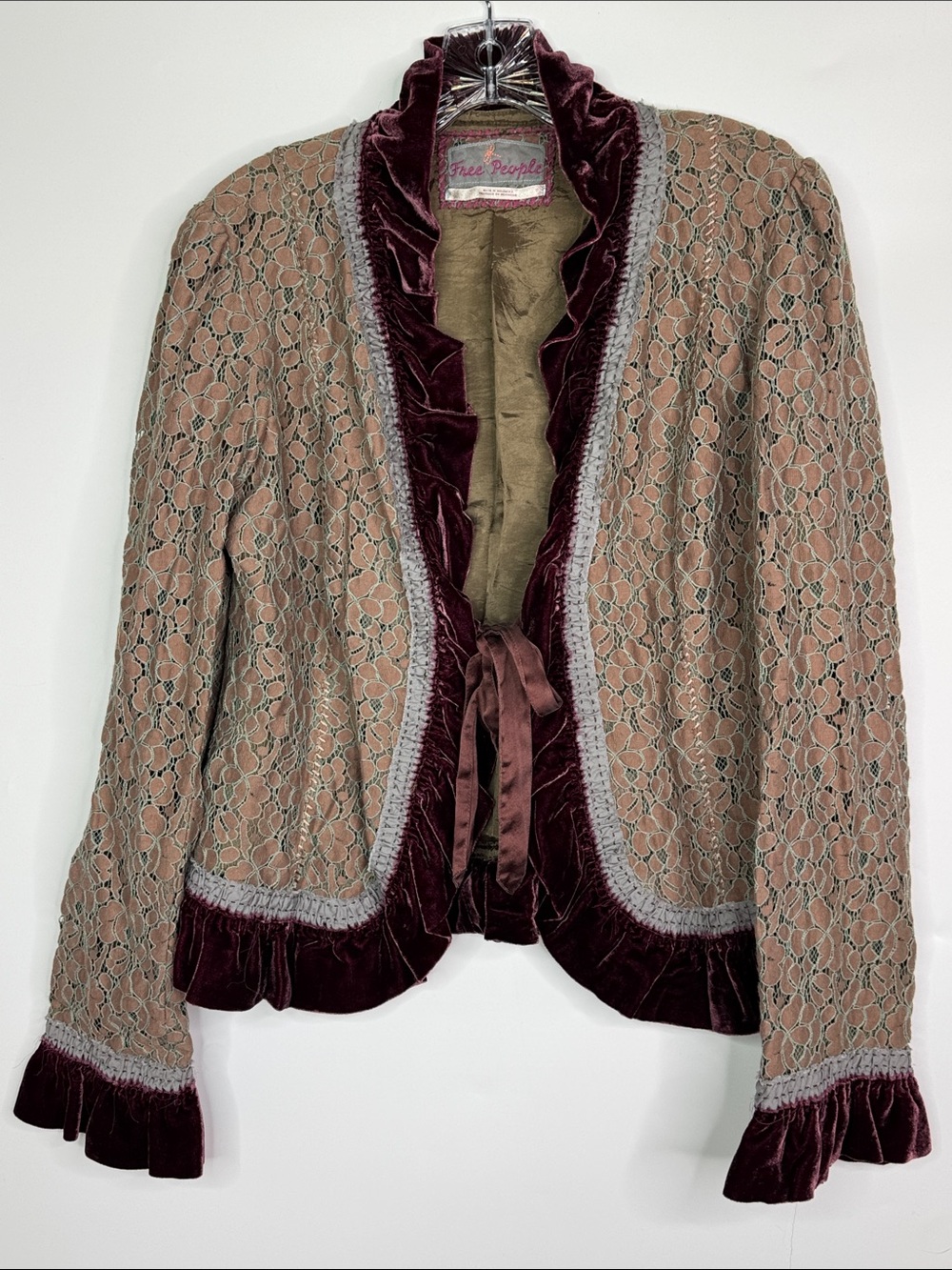 Free People Velvet Lace Blazer Jacket Size 12